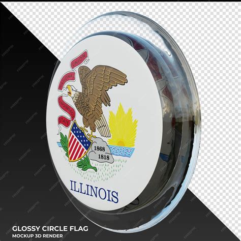 Premium Psd Illinoi0002 Realistic 3d Textured Glossy Circle Flag