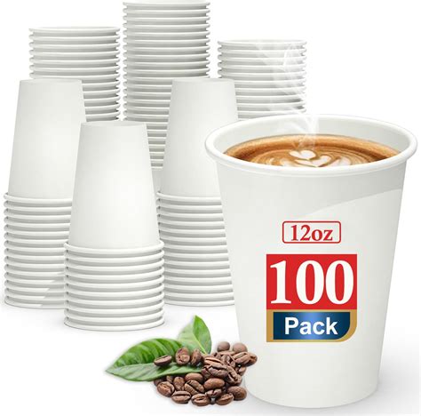 100 Pack 12 Oz Disposable Cups To Go Hot Cups Leak Free Food Safe Paper Cups Walmart