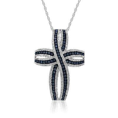 1 58Ct Natural Round Cut Diamond Infinity Cross Pendant Necklace