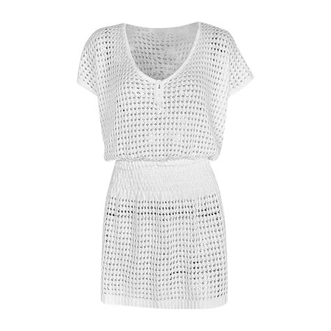 Arnsht Womens 2025 Trendy Swimsuit Solid Color Loose Cover Up V Neck Crochet Beach Bikini