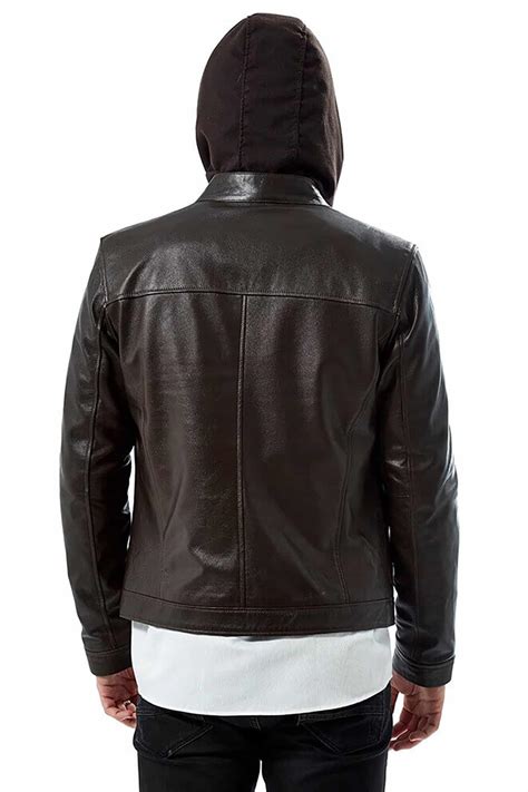 Men S 100 Real Brown Leather Hooded Antique Jacket