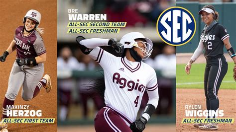 Three Aggie Softball Players Garner All Sec Honors Herzog Named First