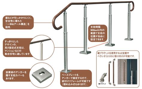 手すりag（屋外用） 支柱勾配対応式（コーナージョイント型） Altpkf28 住宅改修関連商品 介護用品通販「ケアスルネット」