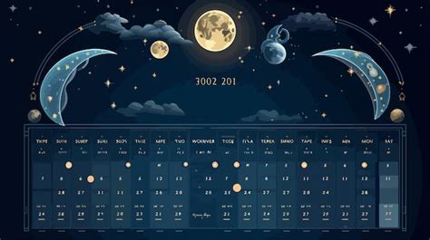 Plantilla de diseño de calendario lunar con fases lunares para