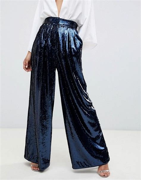 ASOS EDITION ASOS EDITION High Waisted Sequin Wide Leg PANTS Sequin