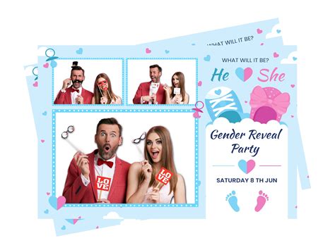 Photo Booth Template Gender Reveal Party Baby Shower Boy Girl Both 2x6