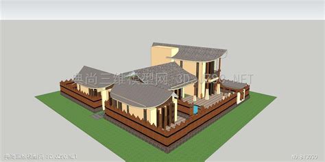 设计效果图 工程图 鸟瞰图 建筑现代山村民俗酒店su模型 Su建筑三维模型su模型