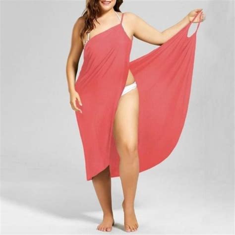 Plus Size Summer Beach Sexy Women Solid Color Wrap Dress Bikini Cover Up Sarongs Lazada Singapore