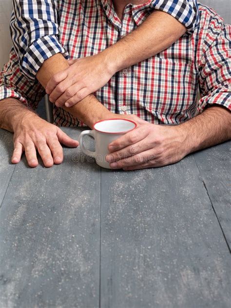 Gay Couple Together Having Coffee Stock Photo Image Of Masculinity Concept