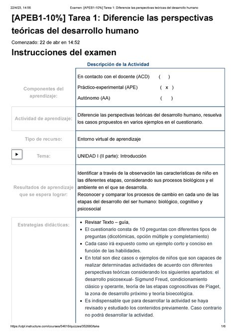 Examen Apeb Tarea Diferencie Las Perspectivas Te Ricas Del