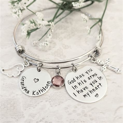 Personalized Memorial Bracelet, Memorial Bangle, Memorial Jewelry, in ...