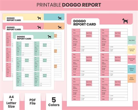 Printable Dog Report Card Pdf Template Daily Doggie Daycare Report Log