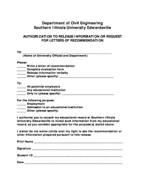 Fillable Online Ferpa Recommendation Letter Release Form Civil