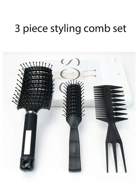 3pcs Men's Hair Styling Comb Set, Includes Volumizing Curved Comb ...