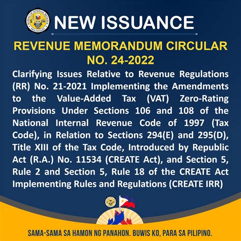 Birgovph On Twitter RMC 24 2022 Clarifies RR No 21 2021 Implementing