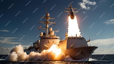 premium photo navy ship launching missile rocket launch