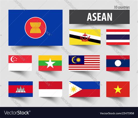 Flag of asean association southeast asian Vector Image