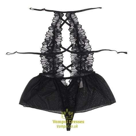 Black Lingerie Suit Women Floral Lace Teddy Lingerie Bodysuit Plus Size Halter Backless Body