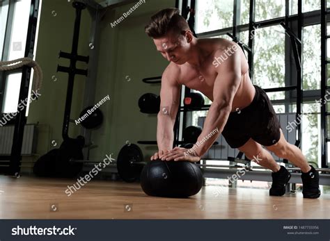 Muscular Guy Naked Torso Stands Leaning Stock Photo Shutterstock