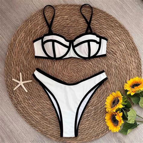 Micro Bikini Swimsuit Women S Halter Thong Bikini Set Sexy Splicing