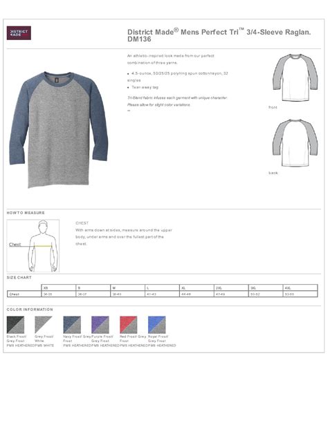 District Made® Dm136 Mens Perfect Tri® 3 4 Sleeve Raglan Mens T Shirts