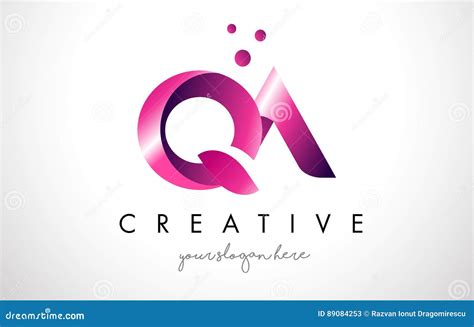 QA Letter Logo Design With Purple Colors And Dots Stock Vector