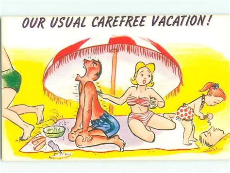 PRE 1980 RISQUE COMIC BIKINI GIRL TOUCHES SUNBURN ON BACK Clearance AB7059 2 85 PicClick CA