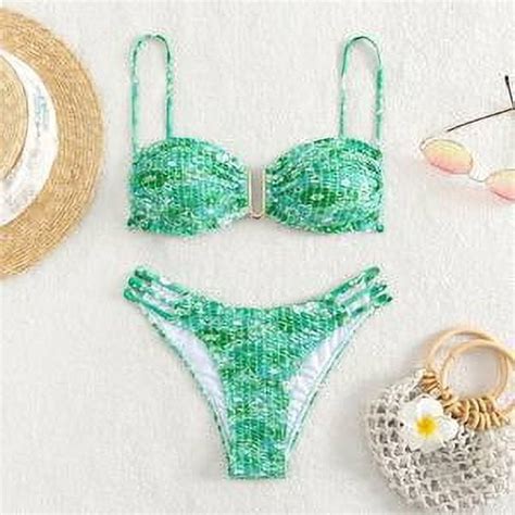 Generic New Floral Fashion Swimsuit Bikini Sexy U Shaped Triangle Split Swimsuit Bikini