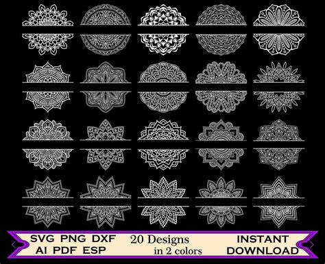 Mandala Svg Bundle Mandala Split Monogram Svg Split Monogram Etsy Uk