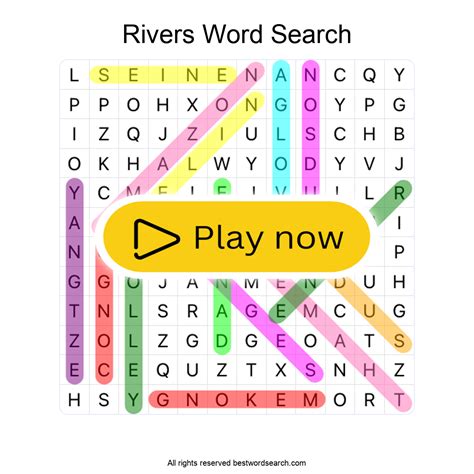 Rivers Geography Word Search