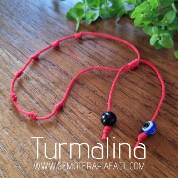 Pulsera Nudos Hilo Rojo Con Turmalina Y Ojo Turco Gemoterapia F Cil