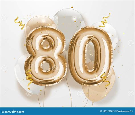 Happy 80th Birthday Gold Foil Balloon Greeting Background Vector