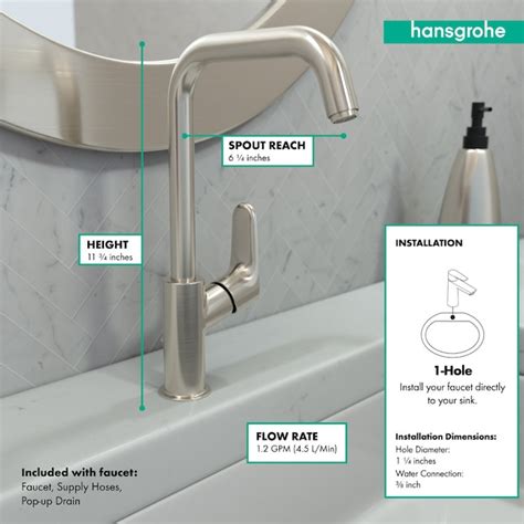 Hansgrohe Brushed Nickel Vessel 1-handle WaterSense Swivel Commercial ...