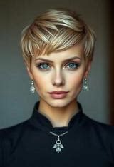 Pixie Cut Brown Hair Blonde Highlights Face Swap ID 2809106