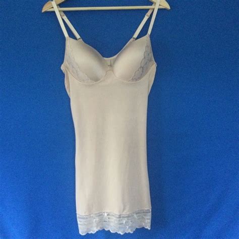 SPANX Intimates Sleepwear Red Hot By Spanx Large Luxe Lean Lace Full Slip Shapewear Beige