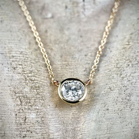 Diamond Bezel Necklace Pendant Sholdt Jewelry Design