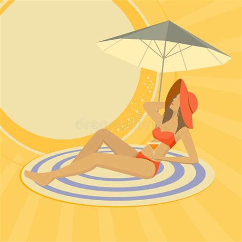 Beautiful Woman In White Bikini Lying On A Sun Lounger Sunbathing In The Sunshine Relaxation