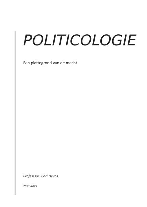 Samenvatting Examen Januari POLITICOLOGIE Een Plattegrond Van De