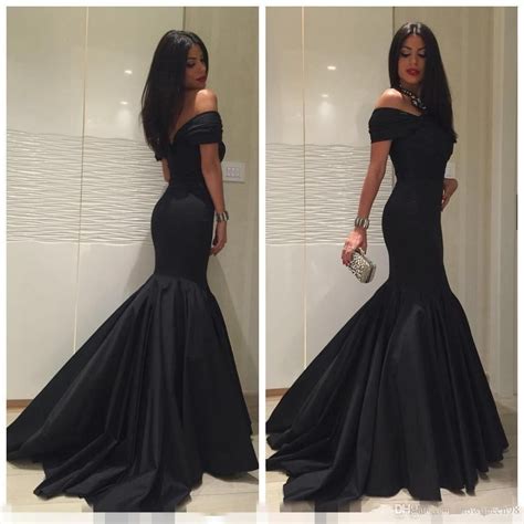 Formal Elegant Off Shoulder Mermaid Long Black Evening Dress Bd6448