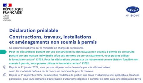 Cerfa 13703 11 déclaration préalable pour une maison individuelle