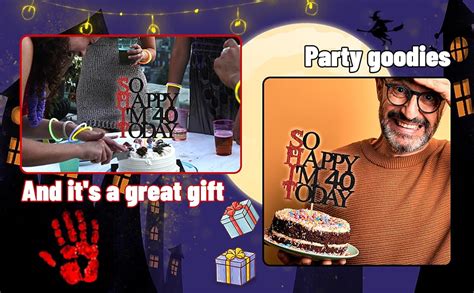 Amazon Aeryourtar Black Glitter So Happy I M 40 Today Cake Topper Cheers To 40 Years Fuck