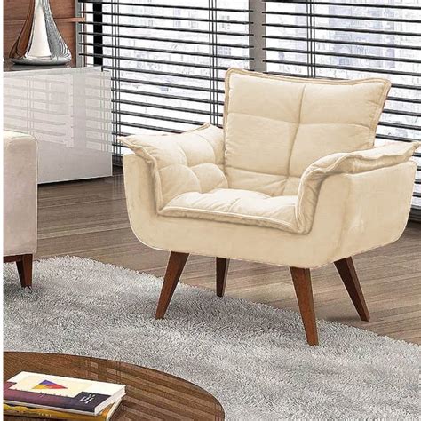 Kit Poltronas Opala Decorativa Para Recep O E Salas Suede Bege