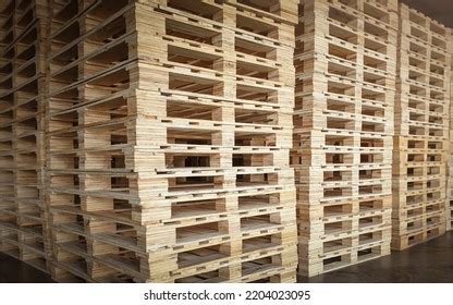 Wooden Pallets Stacked Warehouse Pallet Rack Stock Photo 2204023095 ...