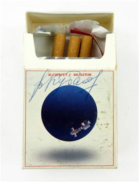 sold  auction signed pack  apollo soyuz cigarettes leonov
