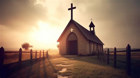 Countryside Church In The With A Cross On It Backgrounds | JPG Free ...