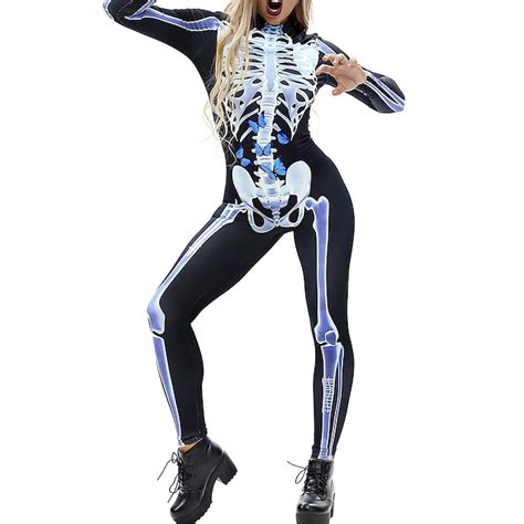 Skeleton Skull Bodysuits Full Body Catsuit Adults Women S One Piece