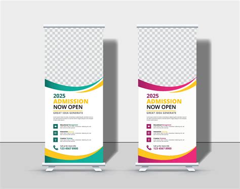 Modern Back to school admission roll up banner template Premium Vector, school admission roll up ...