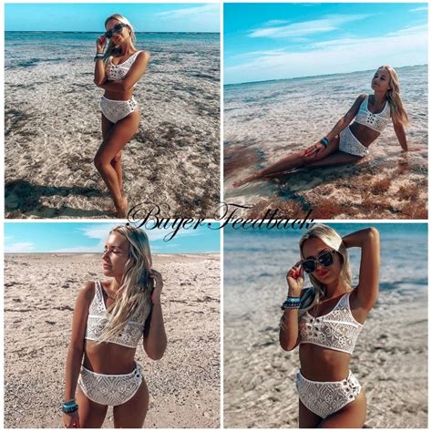 Sporlike Blcak White Lace High Waist Swimsuit Bikini Set Sexy Solid