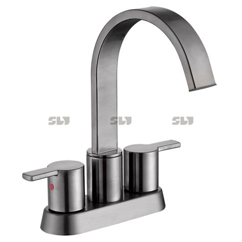 China Factory Centerset Hot Cold Bathroom Faucet Two Hand Water Tap Basin Faucet Brushed Gold