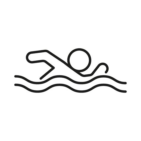 Swim in water, line icon. Swimmer in pool, river, lake, sea, ocean